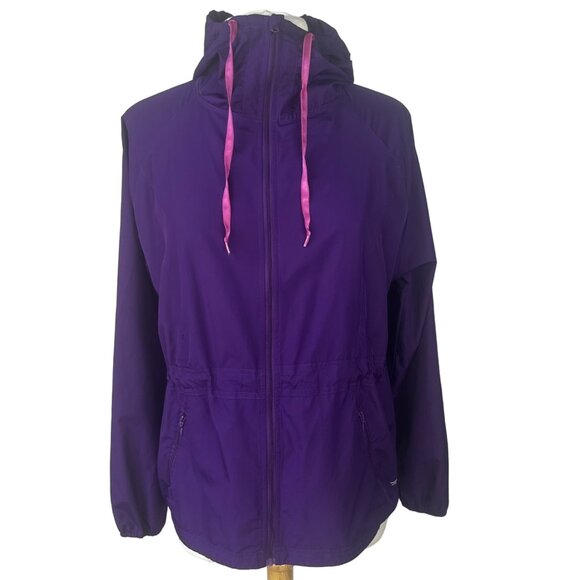 Ideology Zip Front Windbreaker Jacket Womens Medium Purple Hooded - Picture 1 of 9